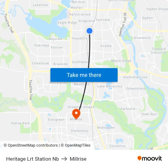 Heritage Lrt Station Nb to Millrise map