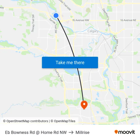 Eb Bowness Rd @ Home Rd NW to Millrise map