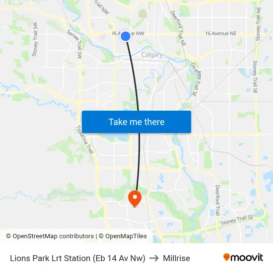 Lions Park Lrt Station (Eb 14 Av Nw) to Millrise map