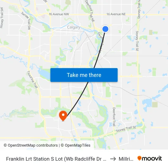 Franklin Lrt Station S Lot (Wb Radcliffe Dr Se) to Millrise map