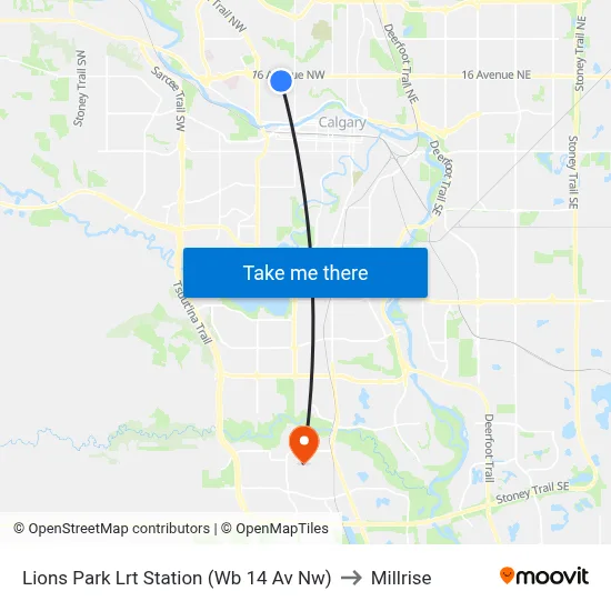 Lions Park Lrt Station (Wb 14 Av Nw) to Millrise map