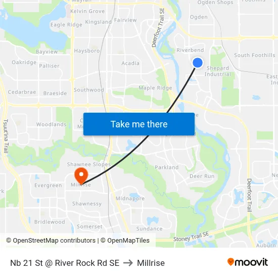 Nb 21 St @ River Rock Rd SE to Millrise map