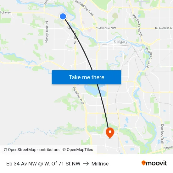 Eb 34 Av NW @ W. Of 71 St NW to Millrise map