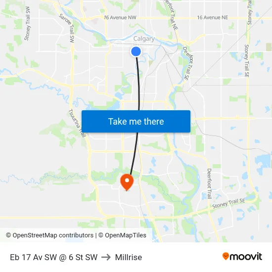 Eb 17 Av SW @ 6 St SW to Millrise map