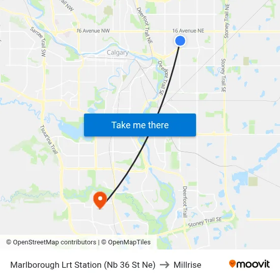 Marlborough Lrt Station (Nb 36 St Ne) to Millrise map