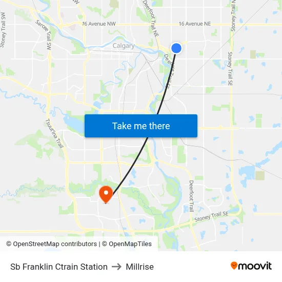 Sb Franklin Ctrain Station to Millrise map
