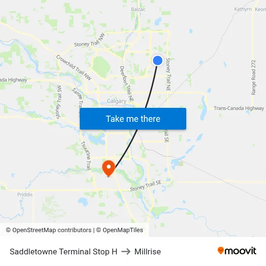 Saddletowne Terminal Stop H to Millrise map