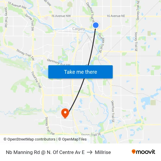 Nb Manning Rd @ N. Of Centre Av E to Millrise map