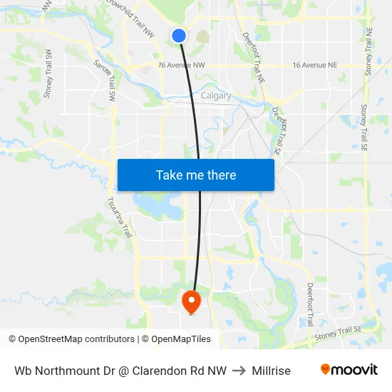 Wb Northmount Dr @ Clarendon Rd NW to Millrise map