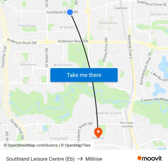 Southland Leisure Centre (Eb) to Millrise map