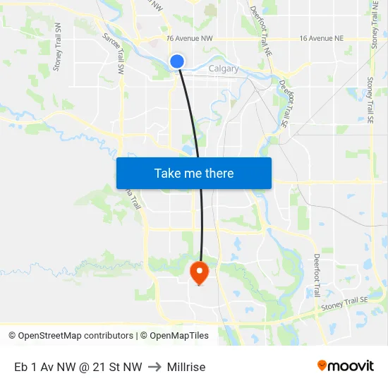 Eb 1 Av NW @ 21 St NW to Millrise map