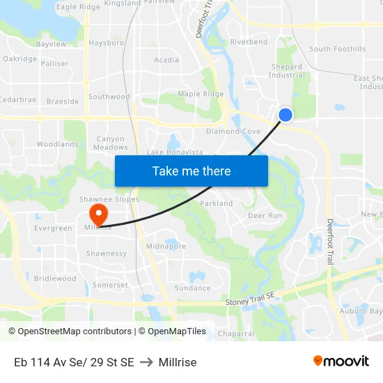 Eb 114 Av Se/ 29 St SE to Millrise map