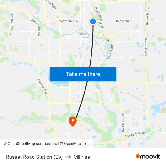 Russet Road Station (Eb) to Millrise map