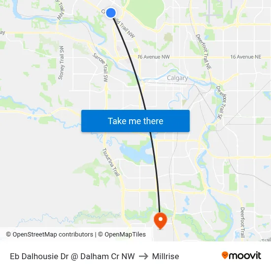 Eb Dalhousie Dr @ Dalham Cr NW to Millrise map