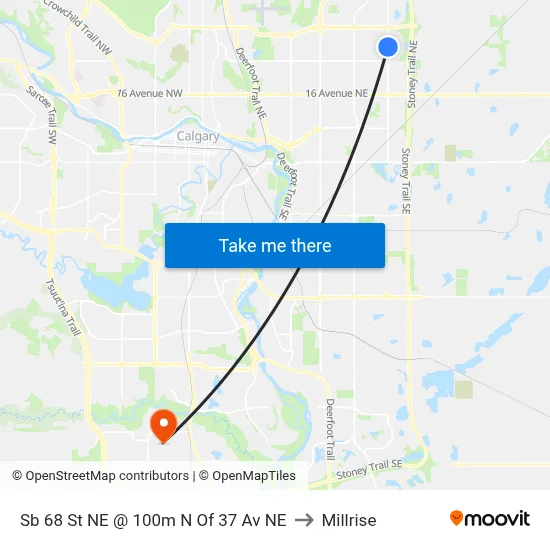 Sb 68 St NE @ 100m N Of 37 Av NE to Millrise map