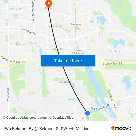 Wb Belmont Bv @ Belmont St SW to Millrise map
