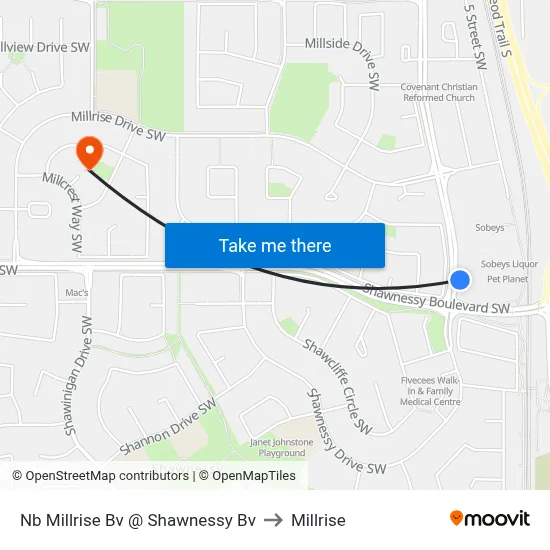 Nb Millrise Bv @   Shawnessy Bv to Millrise map