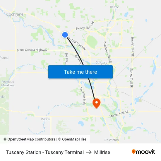 Tuscany Station - Tuscany Terminal to Millrise map