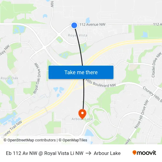 Eb 112 Av NW @ Royal Vista Li NW to Arbour Lake map