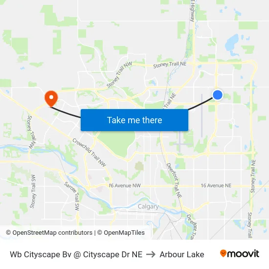 Wb Cityscape Bv @ Cityscape Dr NE to Arbour Lake map