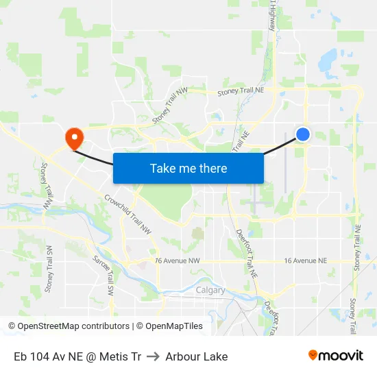 Eb 104 Av NE @ Metis Tr to Arbour Lake map