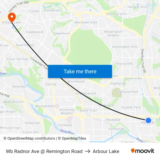 Wb Radnor Ave @ Remington Road to Arbour Lake map