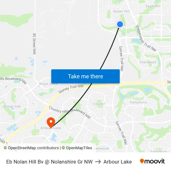 Eb Nolan Hill Bv @ Nolanshire Gr NW to Arbour Lake map