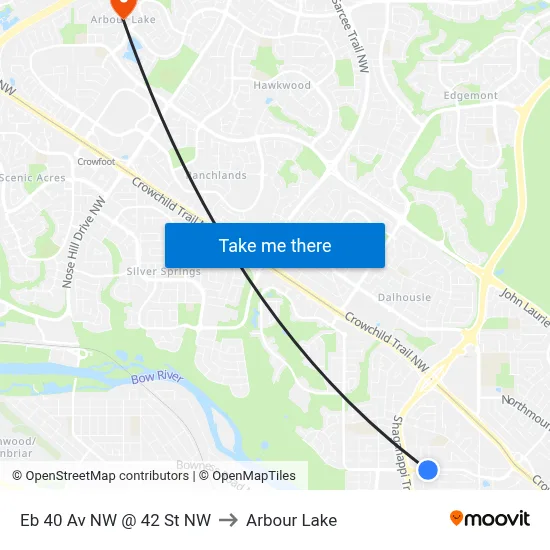 Eb 40 Av NW @ 42 St NW to Arbour Lake map