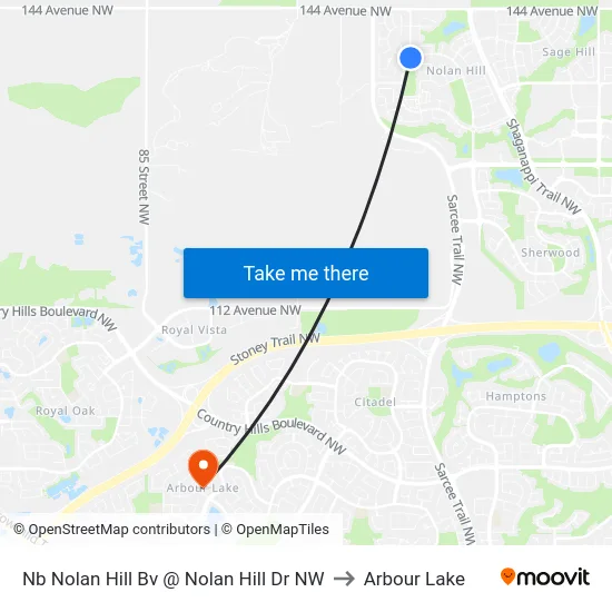 Nb Nolan Hill Bv @ Nolan Hill Dr NW to Arbour Lake map