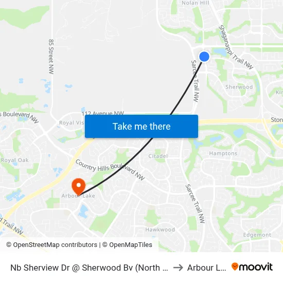 Nb Sherview Dr @ Sherwood Bv (North Leg) NW to Arbour Lake map