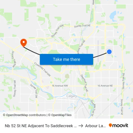 Nb 52 St NE Adjacent To Saddlecreek Cr to Arbour Lake map