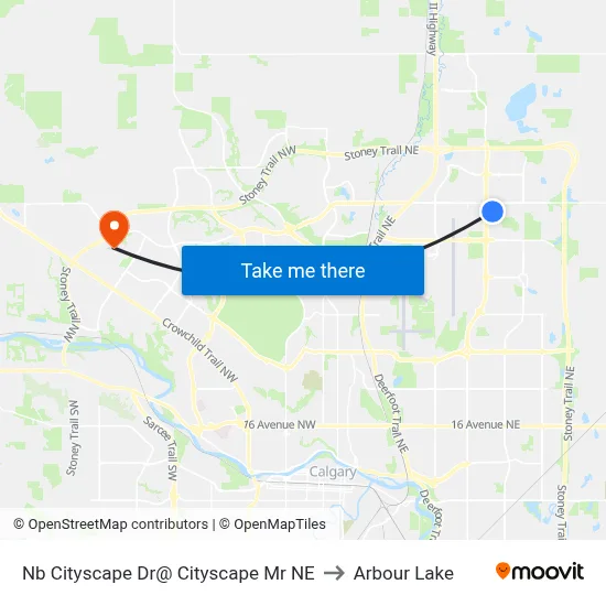 Nb Cityscape Dr@ Cityscape Mr NE to Arbour Lake map