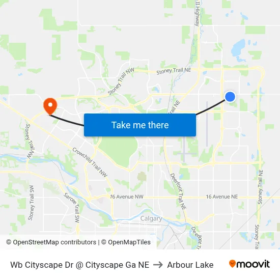 Wb Cityscape Dr @ Cityscape Ga NE to Arbour Lake map
