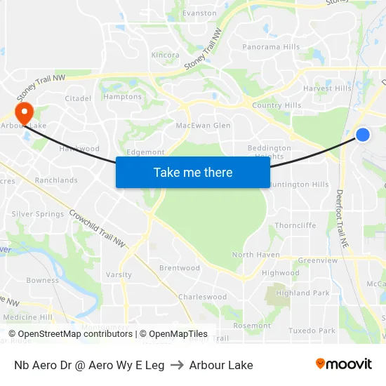 Nb Aero Dr @ Aero Wy E Leg to Arbour Lake map