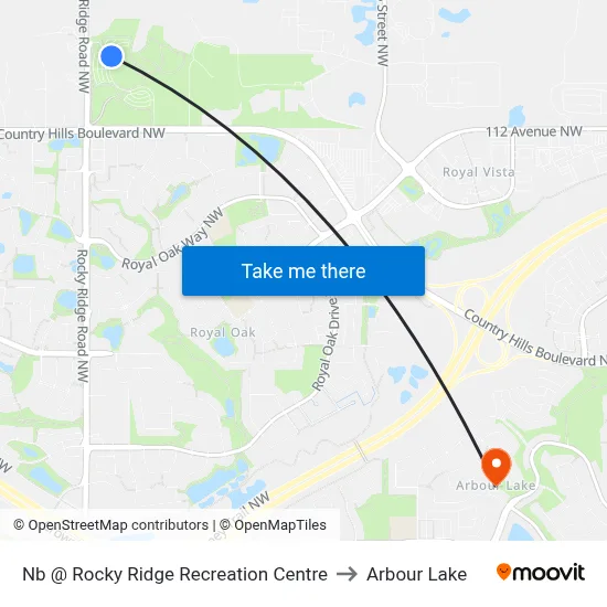 Nb @ Rocky Ridge Recreation Centre to Arbour Lake map