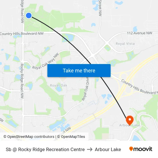 Sb @ Rocky Ridge Recreation Centre to Arbour Lake map