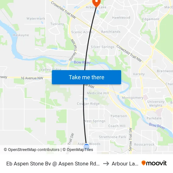 Eb Aspen Stone Bv @ Aspen Stone Rd SW to Arbour Lake map