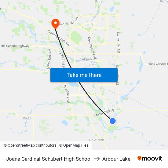 Joane Cardinal-Schubert High School to Arbour Lake map