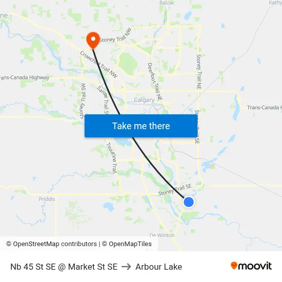 Nb 45 St SE @ Market St SE to Arbour Lake map