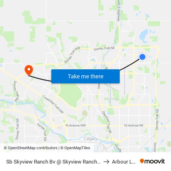 Sb Skyview Ranch Bv @ Skyview Ranch Rd NE to Arbour Lake map