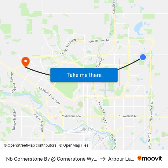 Nb Cornerstone Bv @ Cornerstone Wy NE to Arbour Lake map