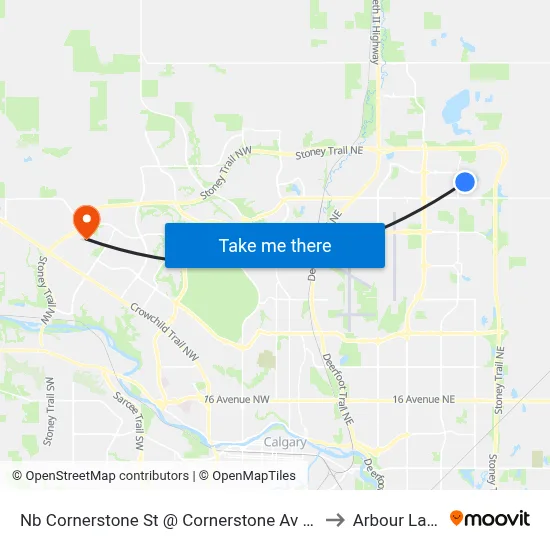 Nb Cornerstone St @ Cornerstone Av NE to Arbour Lake map