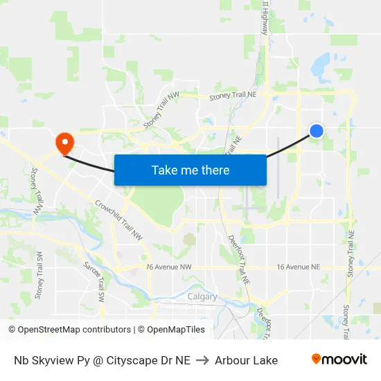 Nb Skyview Py @ Cityscape Dr NE to Arbour Lake map