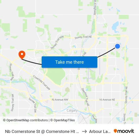 Nb Cornerstone St @ Cornerstone Ht NE to Arbour Lake map