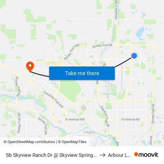 Sb Skyview Ranch Dr @ Skyview Springs Rd NE to Arbour Lake map