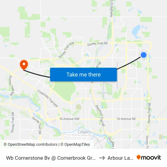 Wb Cornerstone Bv @ Cornerbrook Gr NE to Arbour Lake map