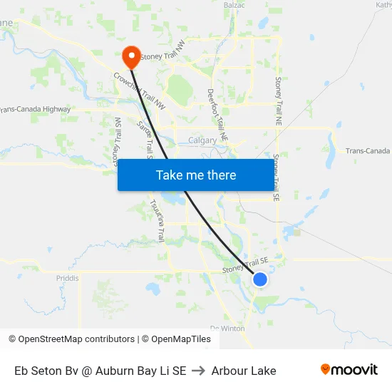 Eb Seton Bv @ Auburn Bay Li SE to Arbour Lake map