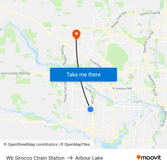 Wb Sirocco Ctrain Station to Arbour Lake map