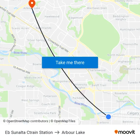 Eb Sunalta Ctrain Station to Arbour Lake map