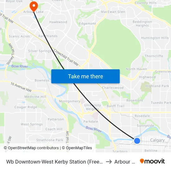 Wb Downtown-West Kerby Station (Free Fare Zone) to Arbour Lake map